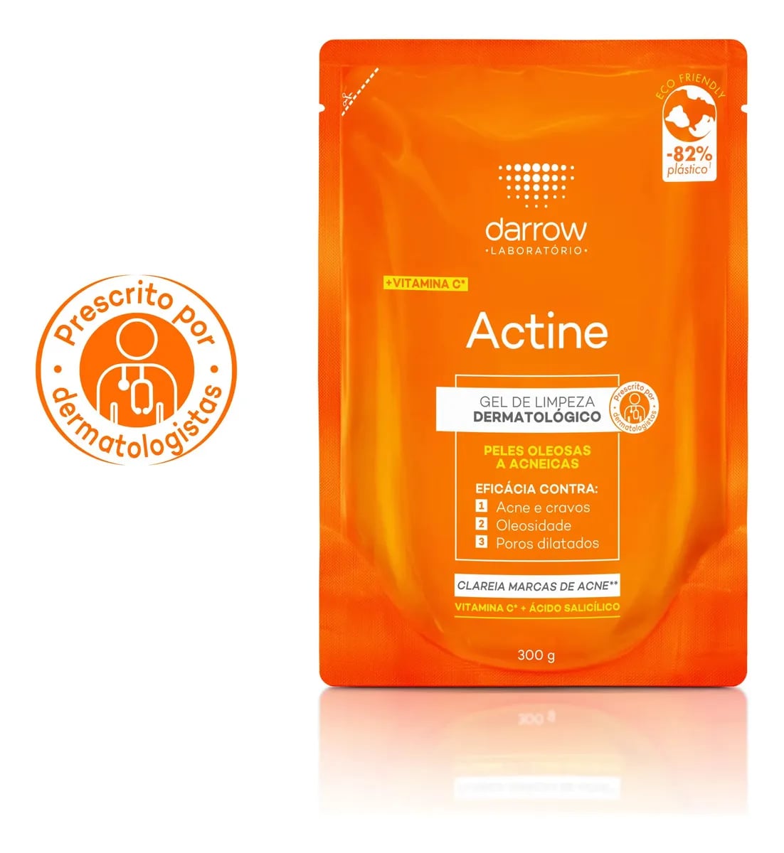 Darrow Gel de Limpeza Facial Actine Pele Oleosa e Acneica Refil — Perfume, 300 g, 300 mL