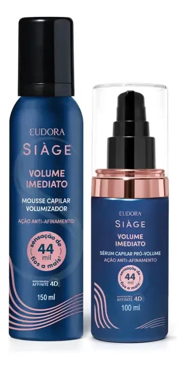 Eudora Siage Volume Imediato: Sérum Pró-volume + Mousse Volumizador — 250 mL